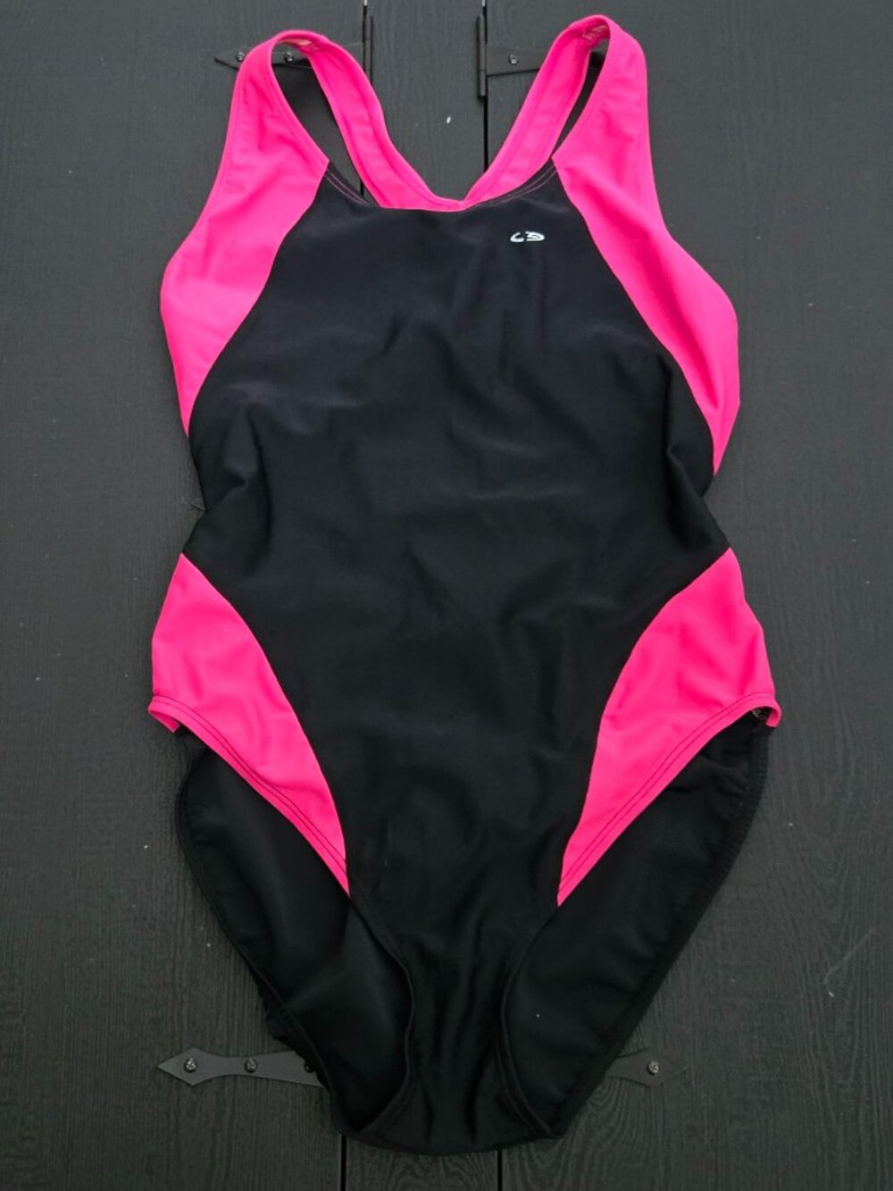 NWT Champion sz XL / 14 one piece black / pink swimsuit / performance swimwear